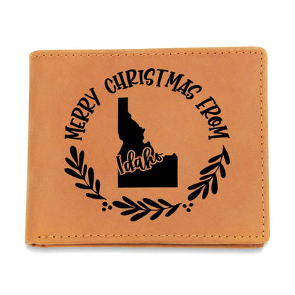 Merry Christmas From Idaho - Leather Wallet