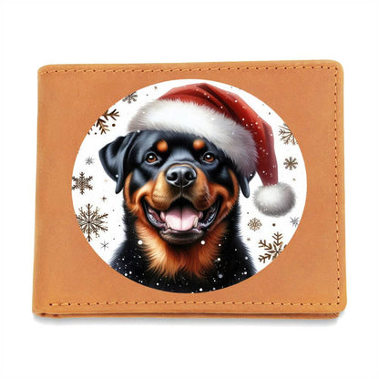 Christmas Dog - Rottweiler - Leather Wallet