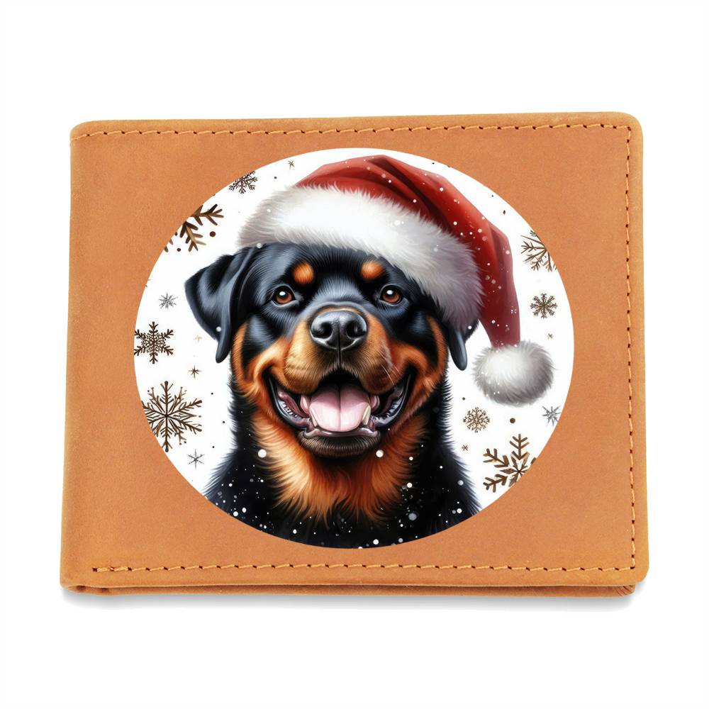 Christmas Dog - Rottweiler - Leather Wallet