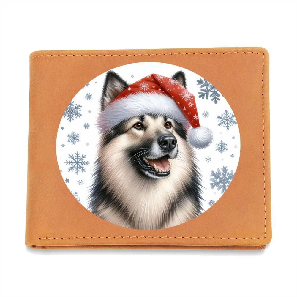 Christmas Dog - Norwegian Elkhound - Leather Wallet