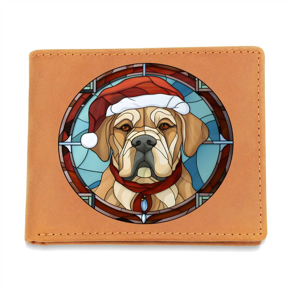 Dog Stained Glass Christmas Design 004 - Leather Wallet