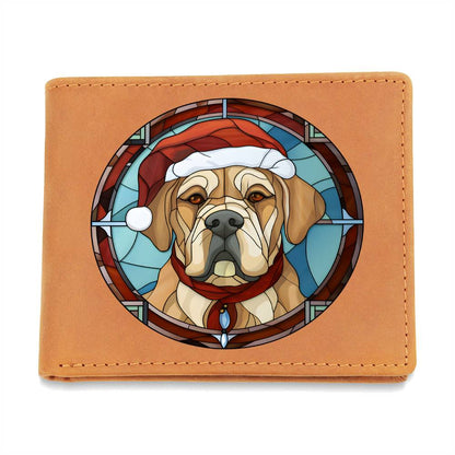 Dog Stained Glass Christmas Design 004 - Leather Wallet