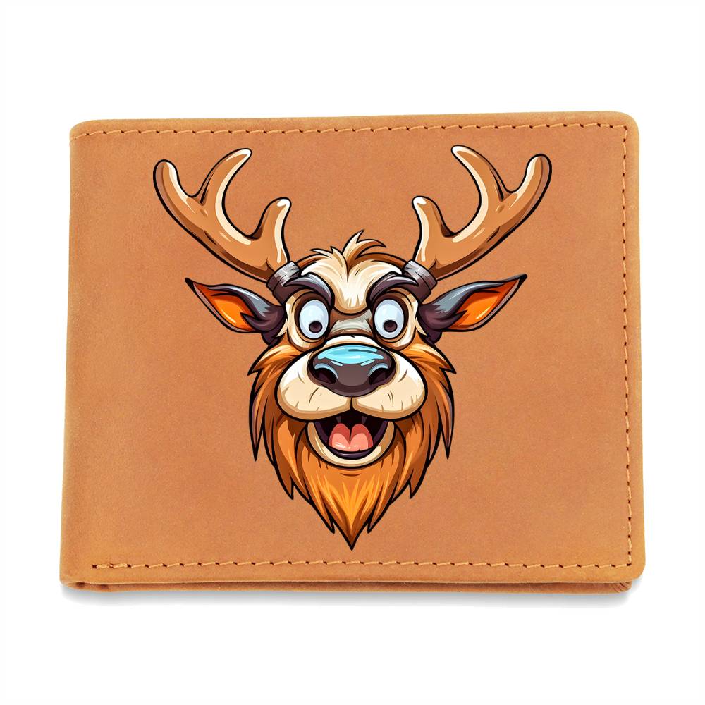 Funny Reindeer Face 16 - Leather Wallet