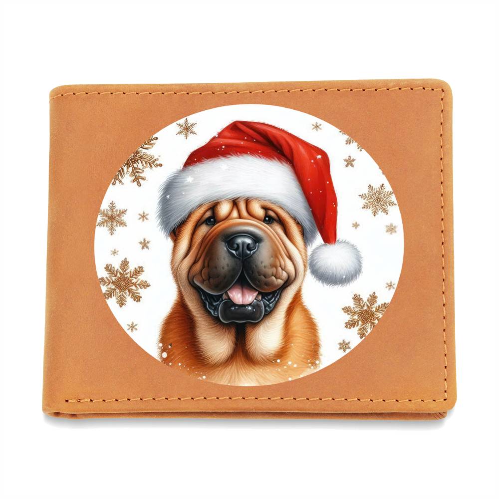 Christmas Dog - Shar-Pei - Leather Wallet
