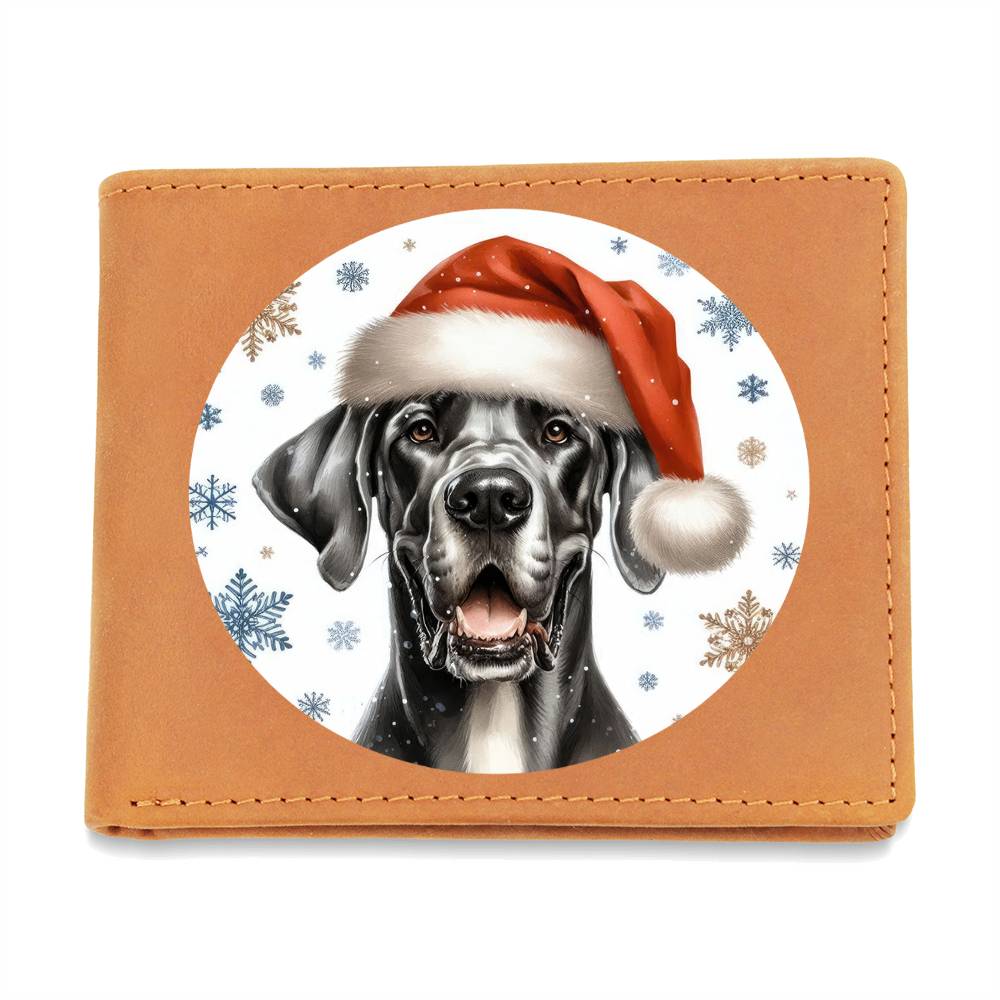 Christmas Dog - Great Dane - Leather Wallet