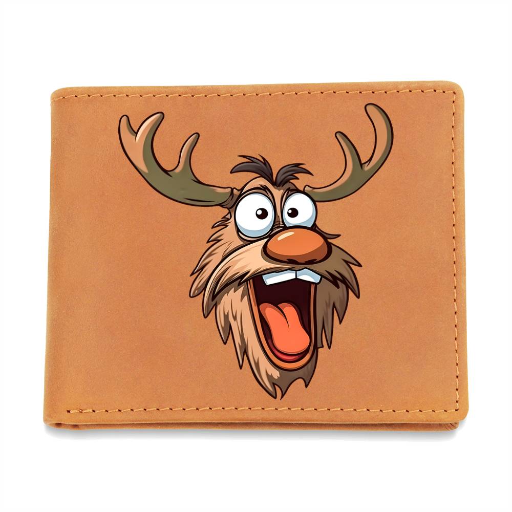 Funny Reindeer Face 10 - Leather Wallet