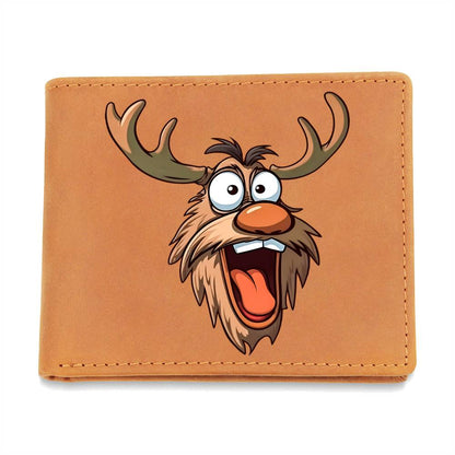 Funny Reindeer Face 10 - Leather Wallet