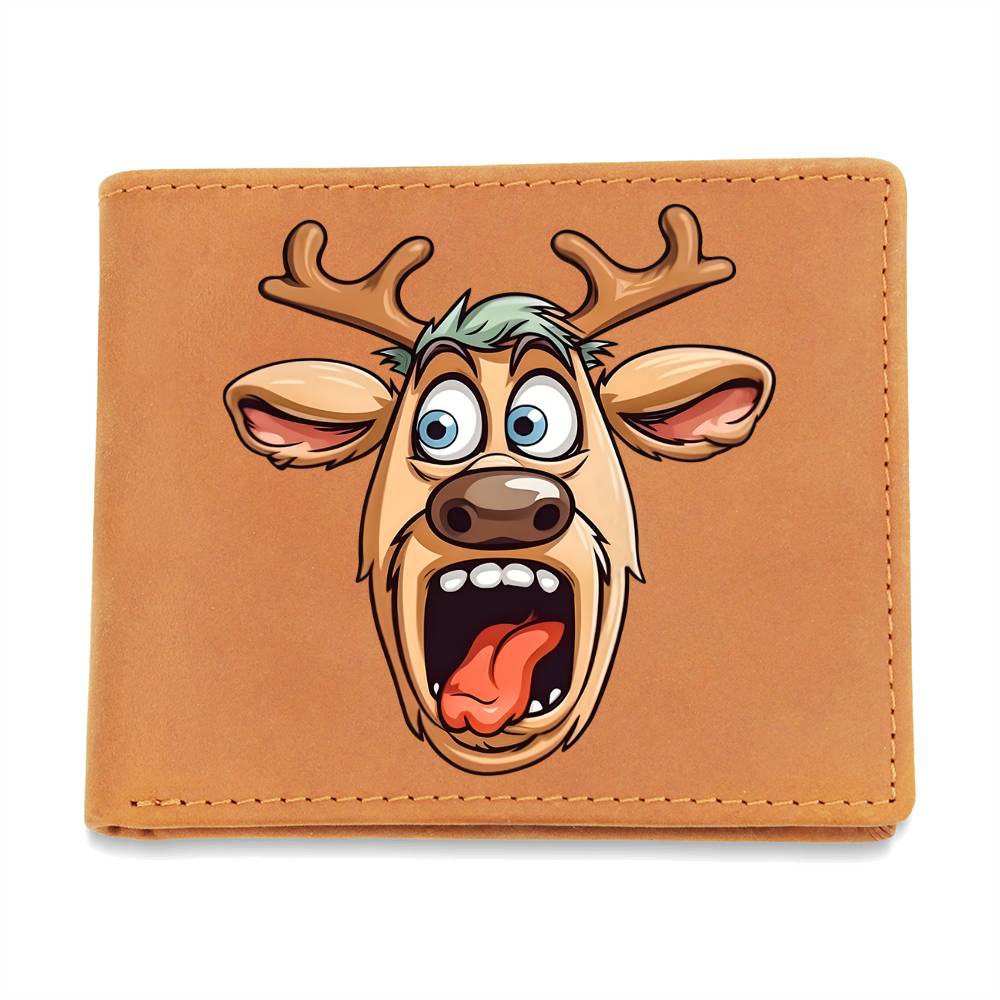 Funny Reindeer Face 11 - Leather Wallet