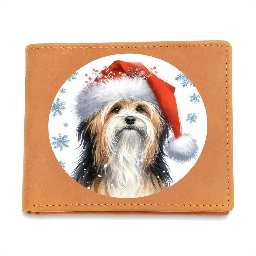 Christmas Dog - Tibetan Terrier - Leather Wallet