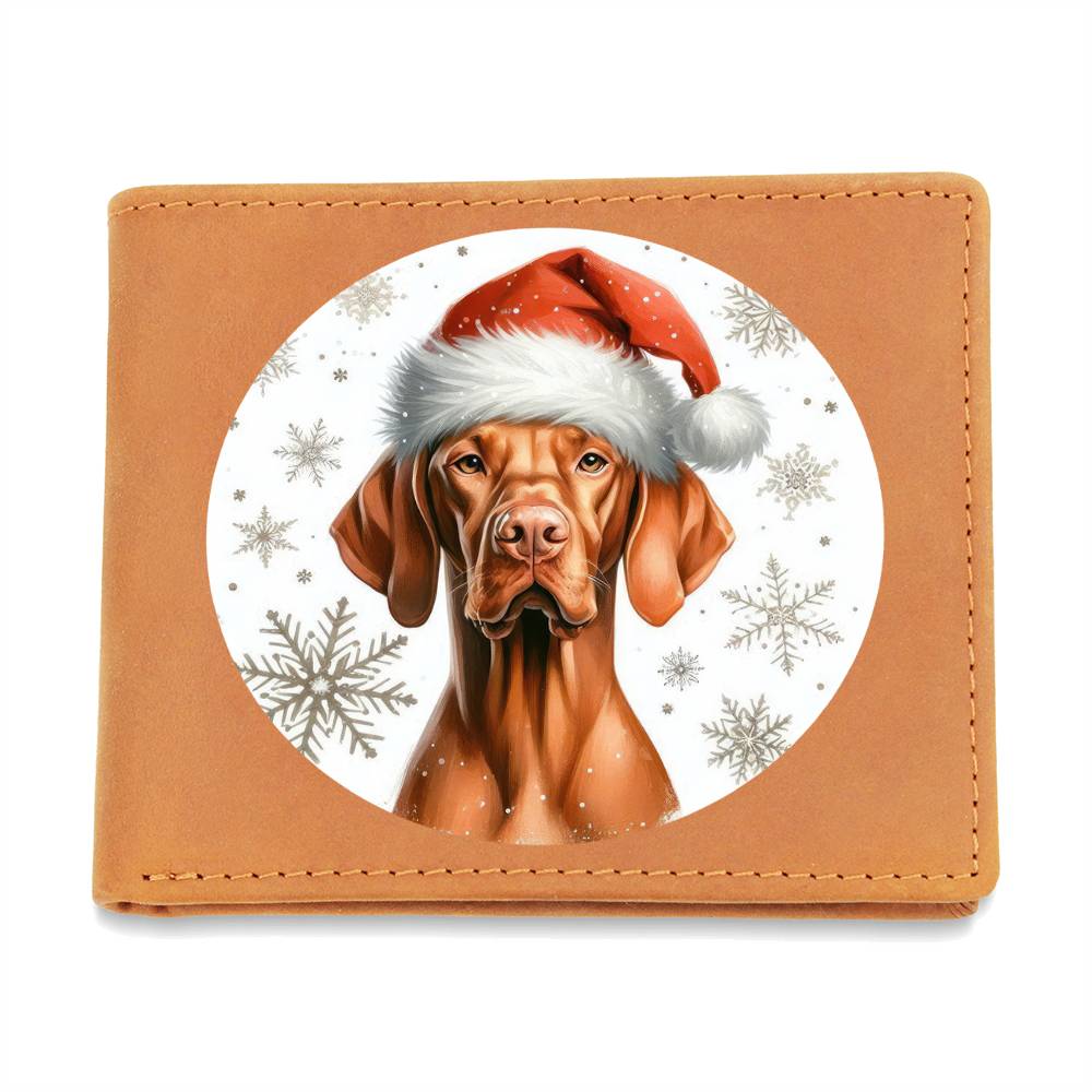Christmas Dog - Vizsla - Leather Wallet