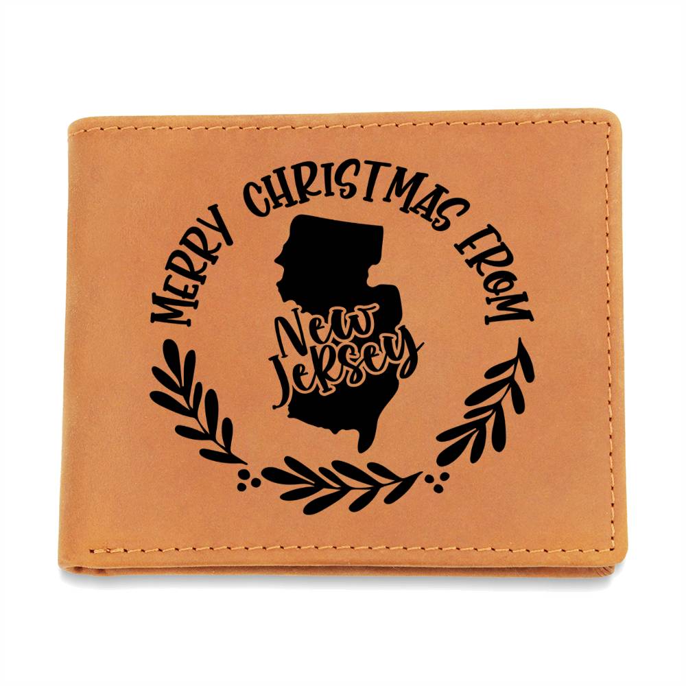 Merry Christmas From New Jersey - Leather Wallet