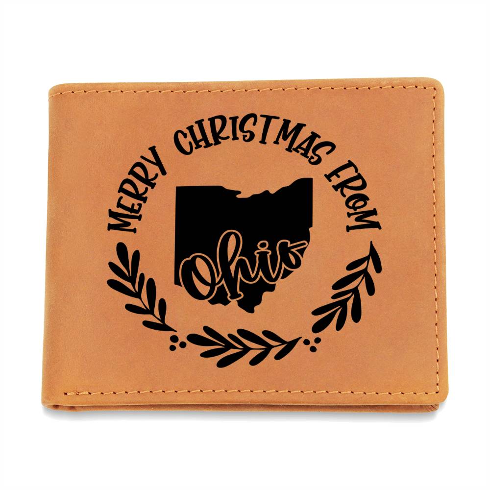Merry Christmas From Ohio - Leather Wallet