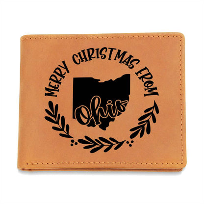 Merry Christmas From Ohio - Leather Wallet