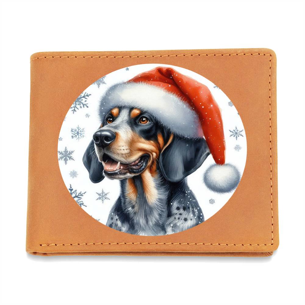 Christmas Dog - Bluetick Coonhound - Leather Wallet