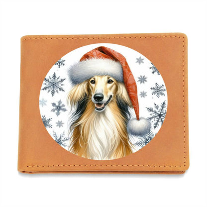 Christmas Dog - Saluki - Leather Wallet