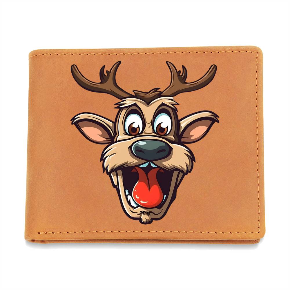 Funny Reindeer Face 15 - Leather Wallet