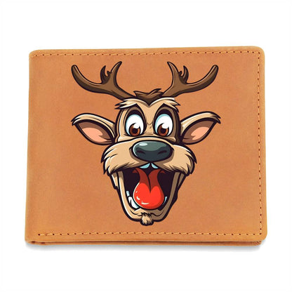 Funny Reindeer Face 15 - Leather Wallet