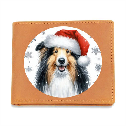 Christmas Dog - Bearded Collie - Leather Wallet