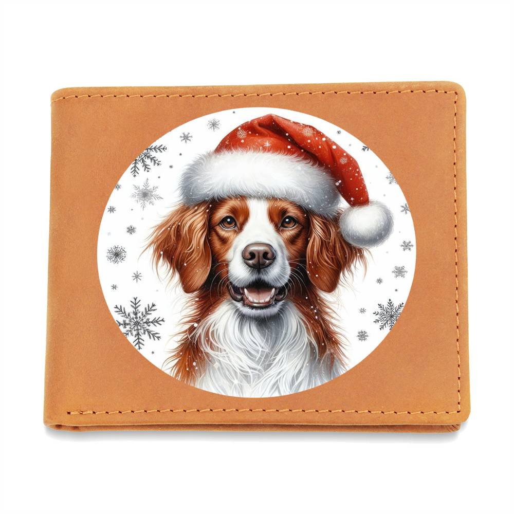 Christmas Dog - Brittany - Leather Wallet