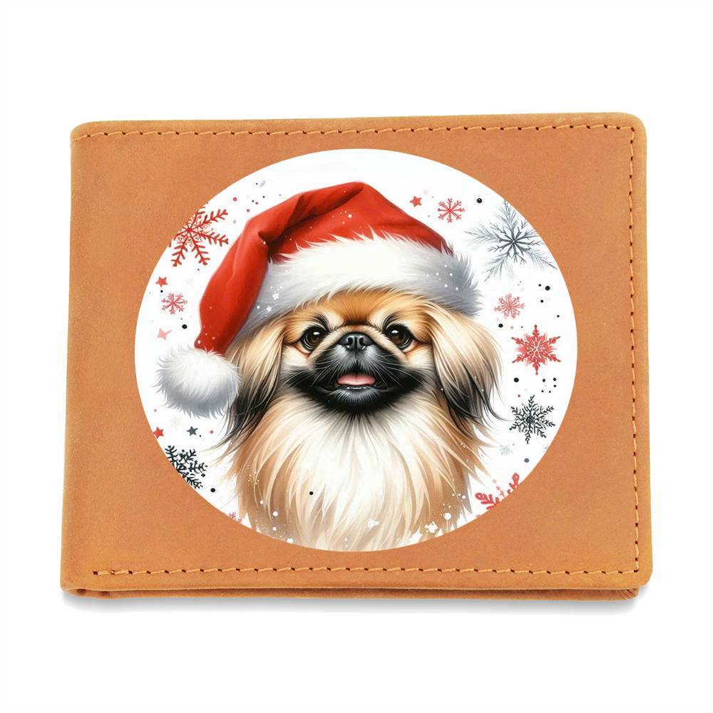 Christmas Dog - Pekingese - Leather Wallet