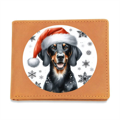 Christmas Dog - Austrian Black and Tan Hound - Leather Wallet