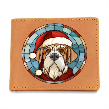 Dog Stained Glass Christmas Design 006 - Leather Wallet