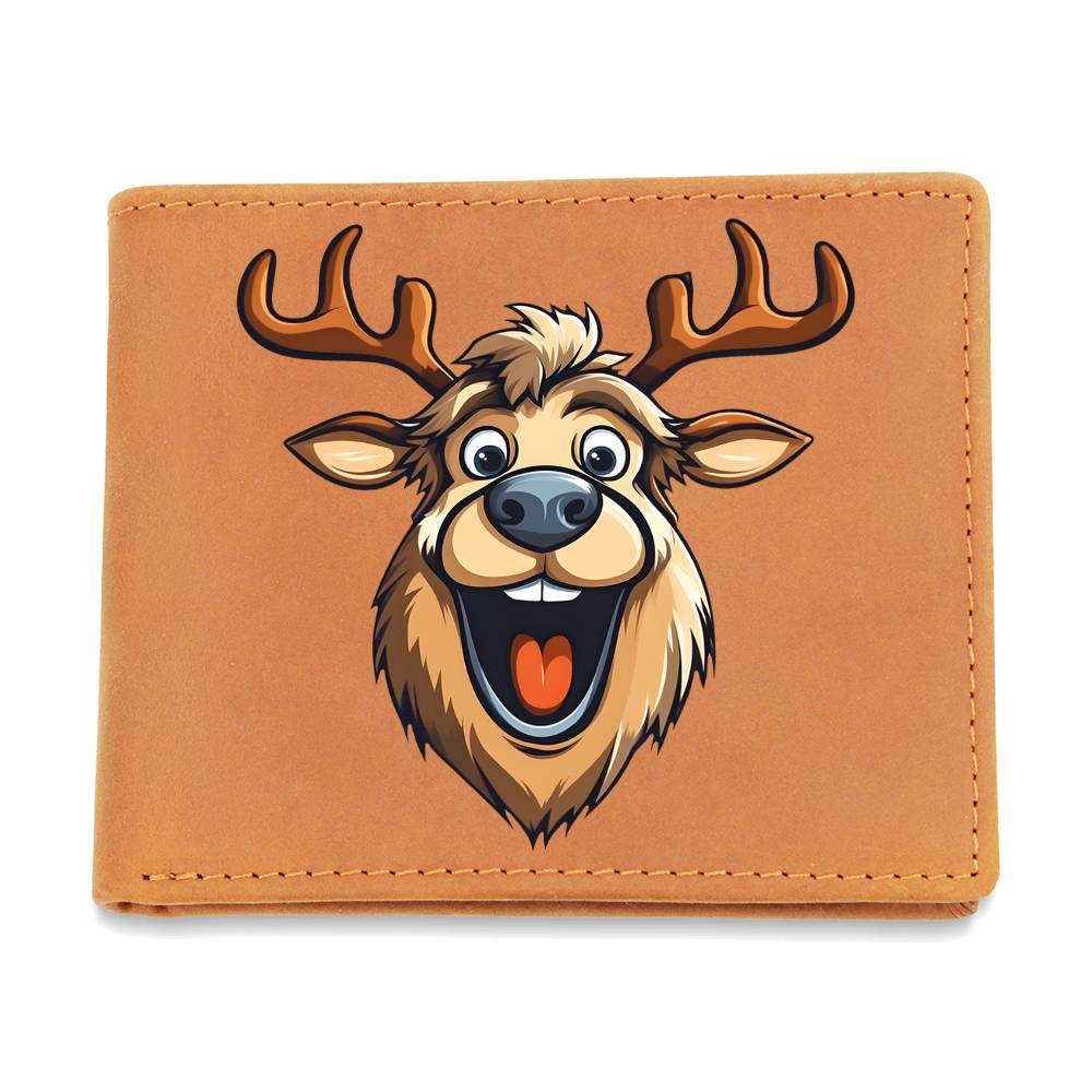Funny Reindeer Face 01 - Leather Wallet