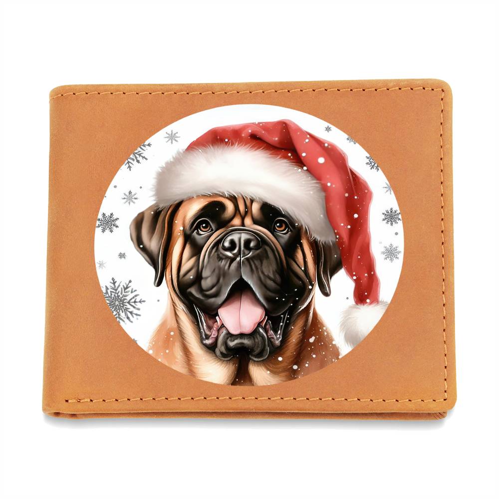 Christmas Dog - Mastiff - Leather Wallet
