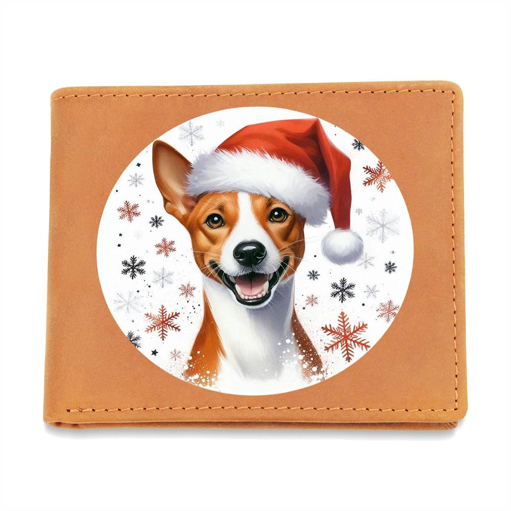 Christmas Dog - Basenji - Leather Wallet