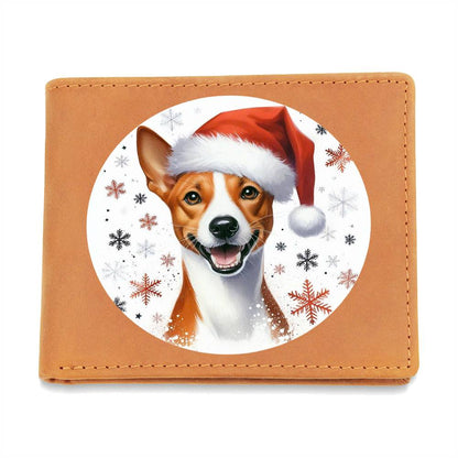 Christmas Dog - Basenji - Leather Wallet