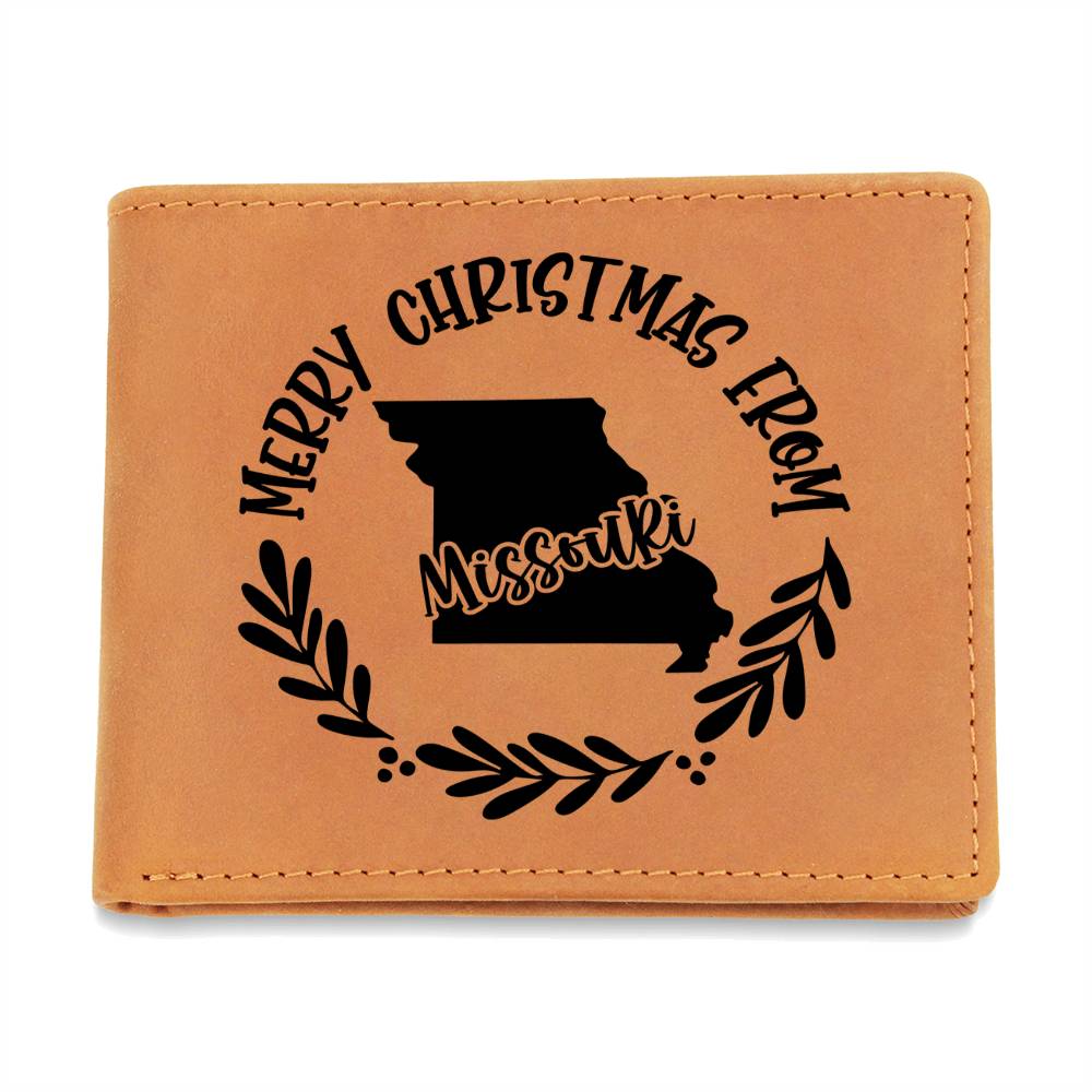 Merry Christmas From Missouri - Leather Wallet