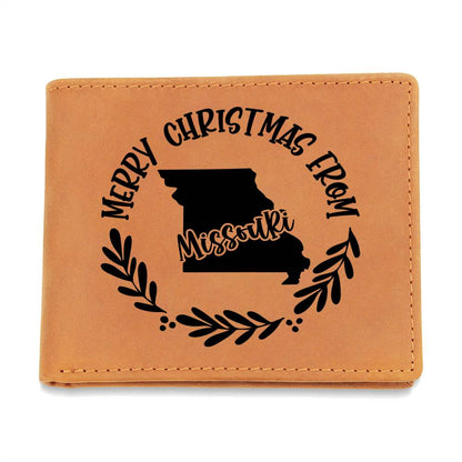Merry Christmas From Missouri - Leather Wallet