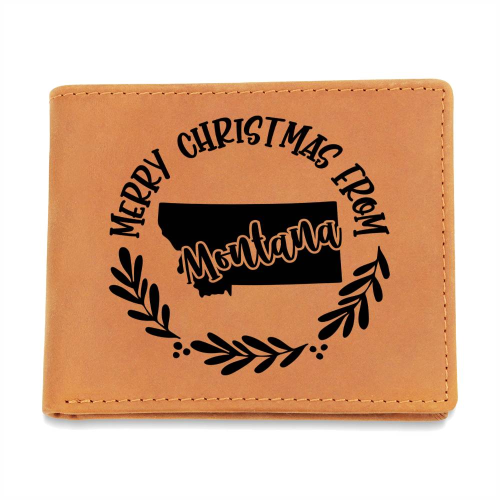 Merry Christmas From Montana - Leather Wallet