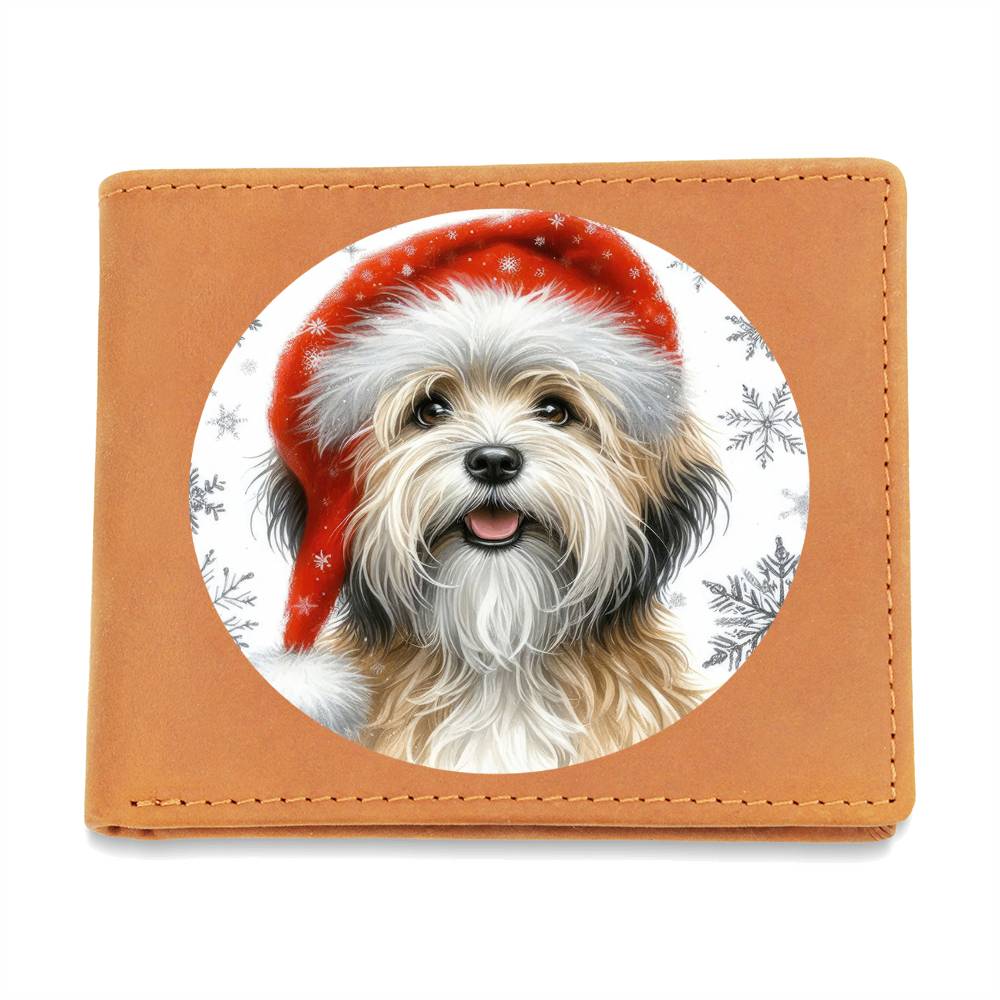 Christmas Dog - Dandie Dinmont Terrier - Leather Wallet