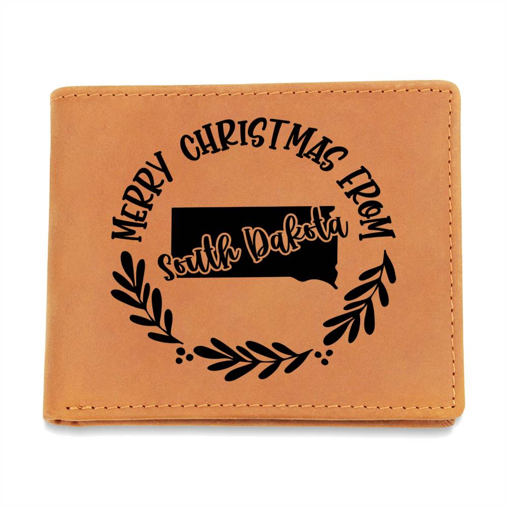 Merry Christmas From South Dakota - Leather Wallet