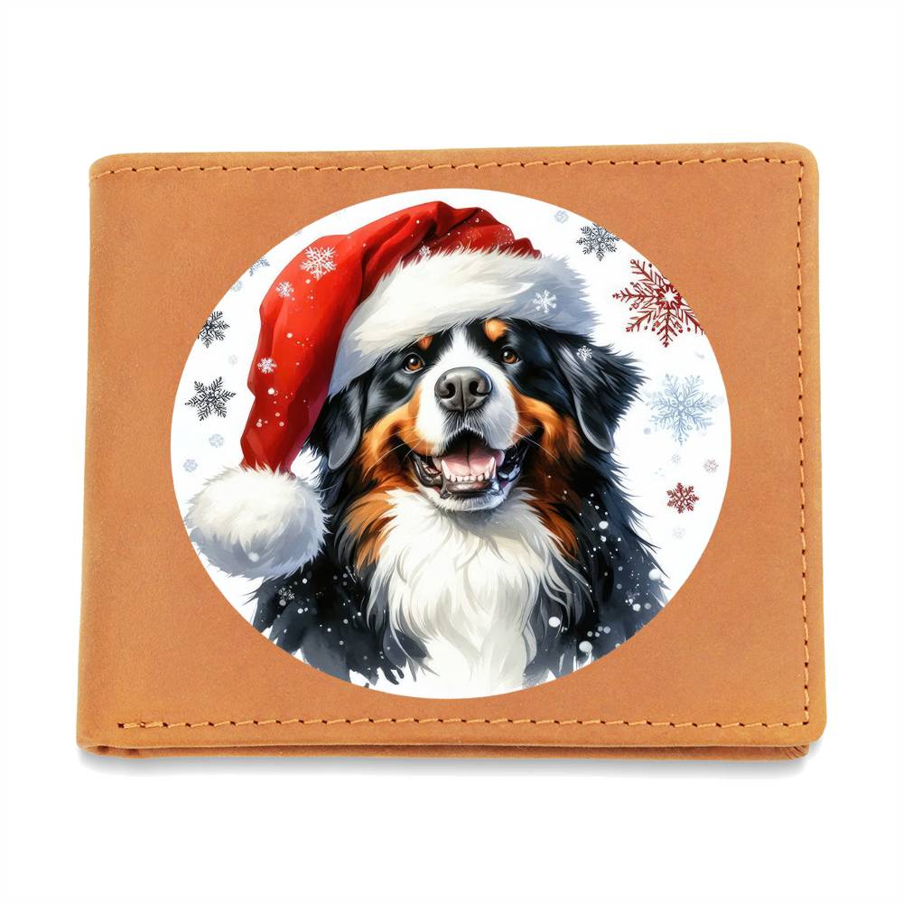 Christmas Dog - Bernese Mountain Dog - Leather Wallet