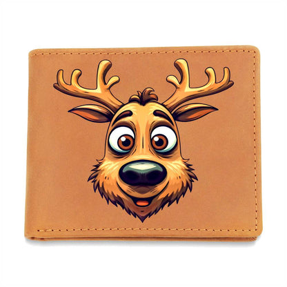 Funny Reindeer Face 12 - Leather Wallet