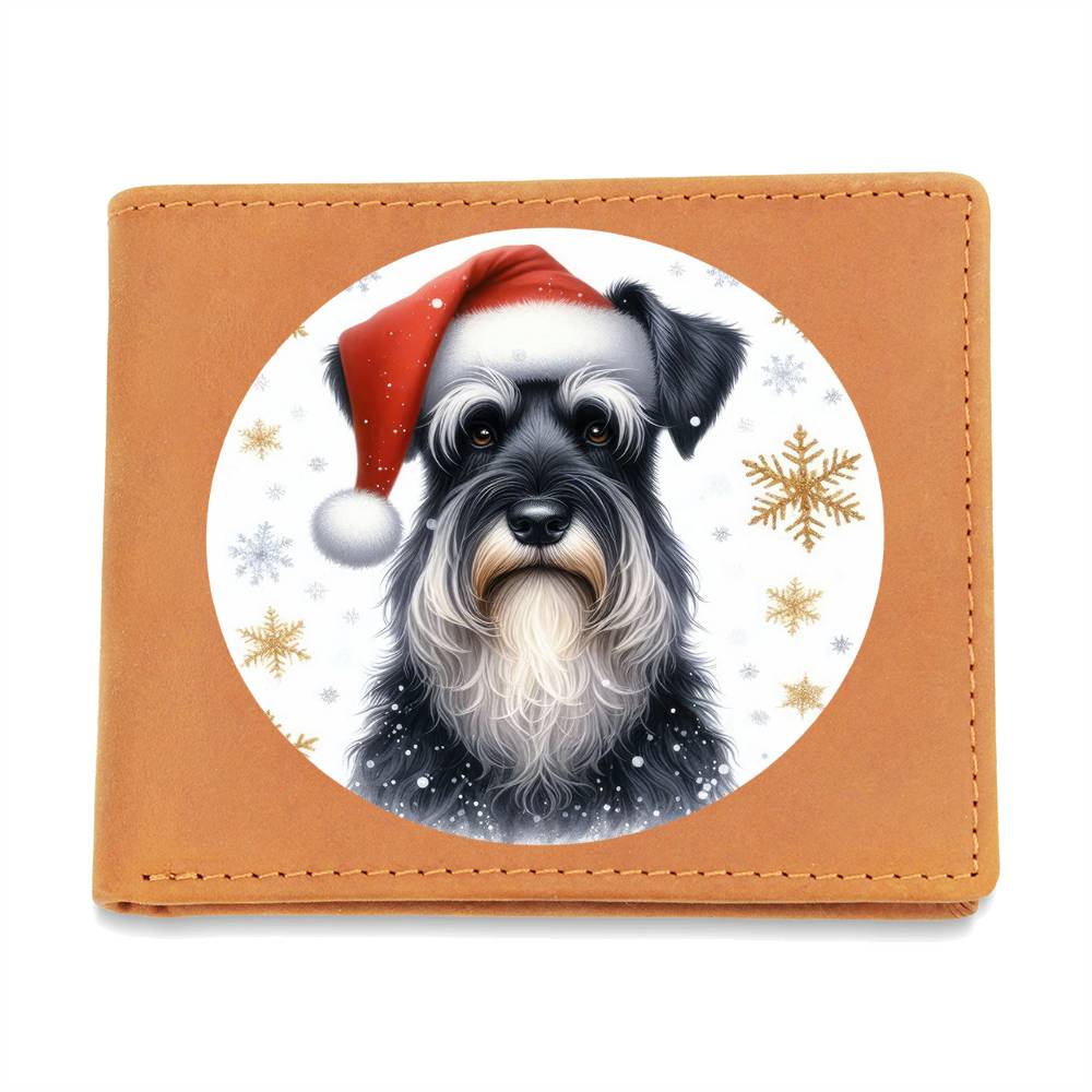 Christmas Dog - Giant Schnauzer - Leather Wallet