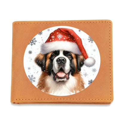 Christmas Dog - St. Bernard - Leather Wallet