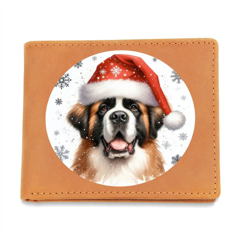 Christmas Dog - St. Bernard - Leather Wallet