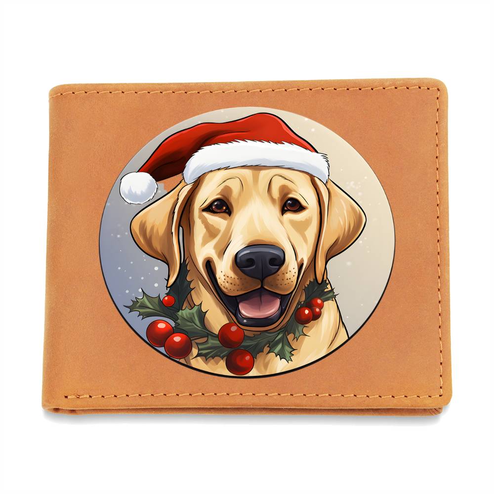 Dog Stained Glass Christmas Design 029 - Leather Wallet