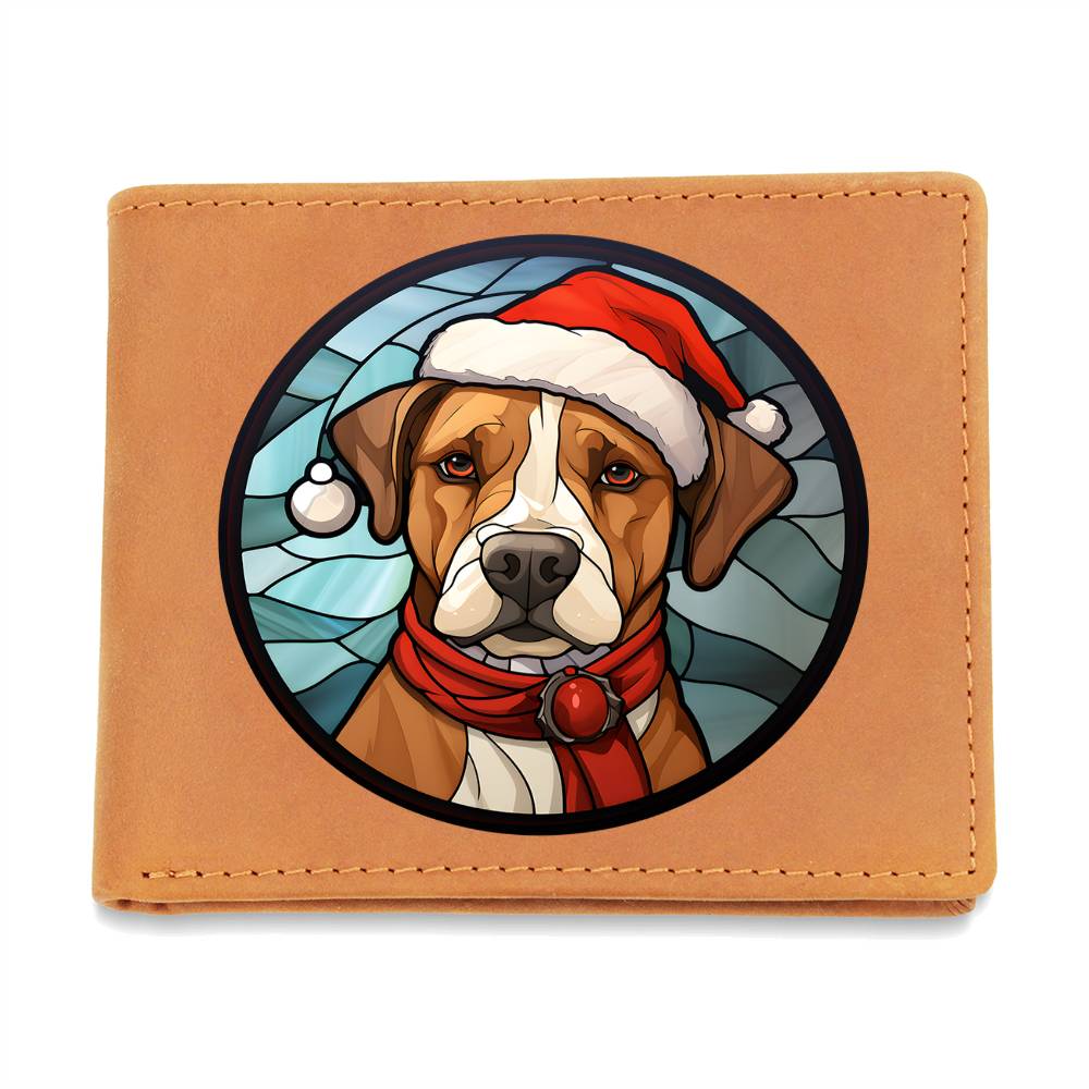 Dog Stained Glass Christmas Design 012 - Leather Wallet