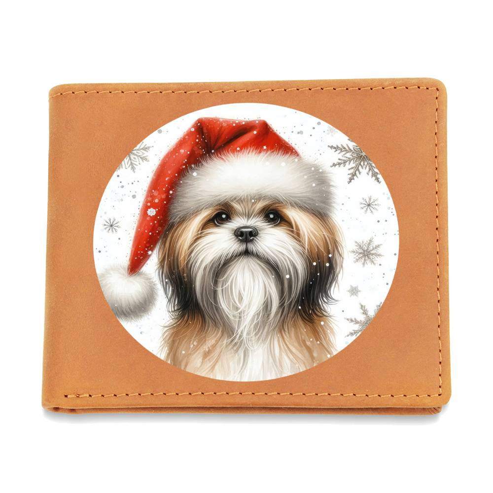 Christmas Dog - Lhasa Apso - Leather Wallet