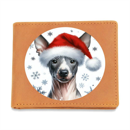 Christmas Dog - American Hairless Terrier - Leather Wallet