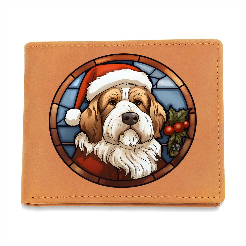 Dog Stained Glass Christmas Design 034 - Leather Wallet