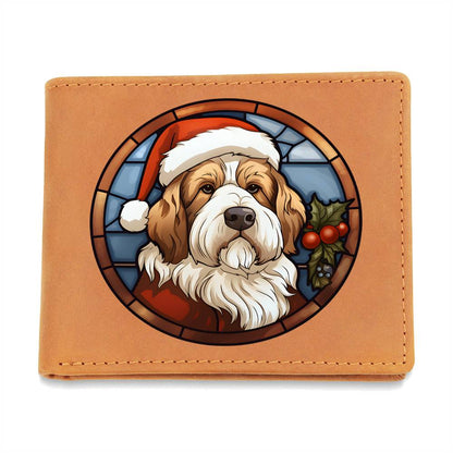Dog Stained Glass Christmas Design 034 - Leather Wallet