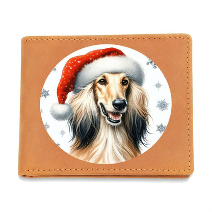 Christmas Dog - Afghan Hound - Leather Wallet