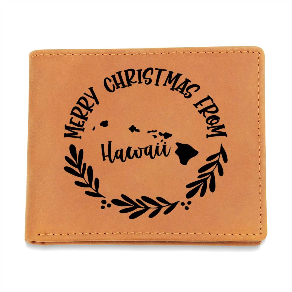 Merry Christmas From Hawaii - Leather Wallet