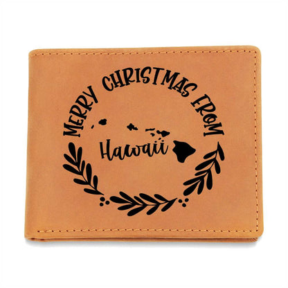 Merry Christmas From Hawaii - Leather Wallet