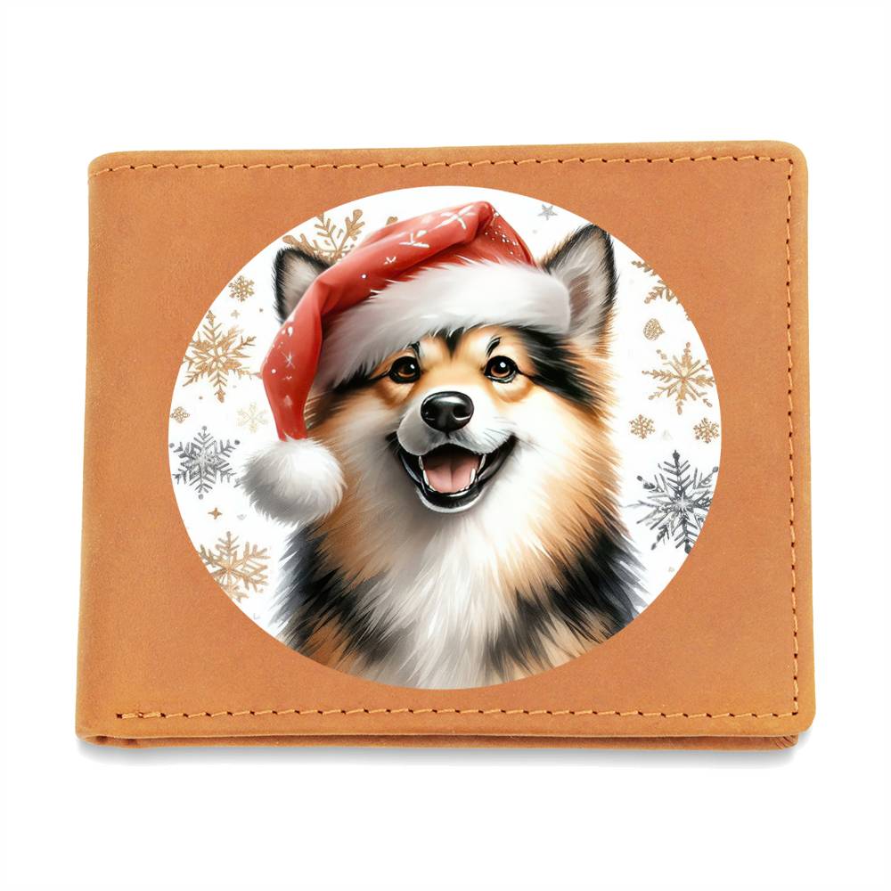 Christmas Dog - Norwegian Buhund - Leather Wallet